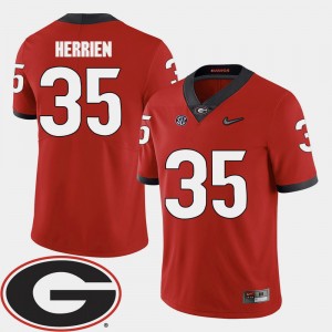 Men UGA Bulldogs Football 2018 SEC Patch #35 Brian Herrien college Jersey - Red