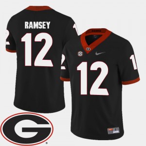 Men's GA Bulldogs #12 Football 2018 SEC Patch Brice Ramsey college Jersey - Black