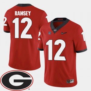 Men Football #12 2018 SEC Patch Georgia Bulldogs Brice Ramsey college Jersey - Red