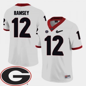 Men's #12 2018 SEC Patch Football Georgia Bulldogs Brice Ramsey college Jersey - White