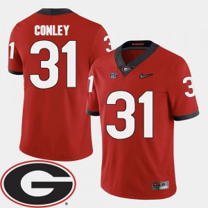 Men's #31 Football 2018 SEC Patch Georgia Bulldogs Chris Conley college Jersey - Red