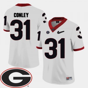 Men #31 2018 SEC Patch Football UGA Bulldogs Chris Conley college Jersey - White