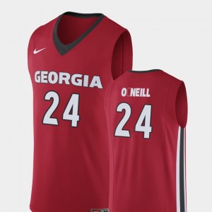 Men Basketball #24 UGA Bulldogs Replica Connor O'Neill college Jersey - Red