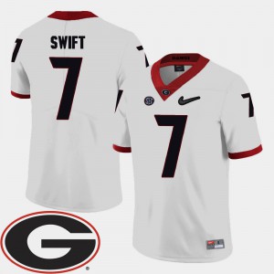 Men #7 D'Andre Swift college Jersey - White Football 2018 SEC Patch Georgia Bulldogs