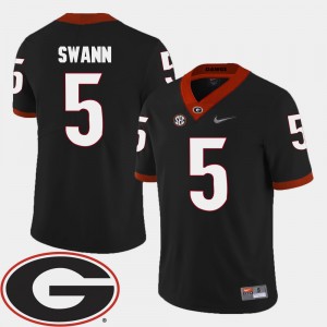 Men's #5 2018 SEC Patch Football UGA Damian Swann college Jersey - Black