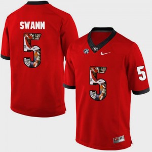 Men's #5 Damian Swann college Jersey - Red Pictorial Fashion UGA Bulldogs