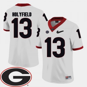 Men #13 Football 2018 SEC Patch Georgia Elijah Holyfield college Jersey - White