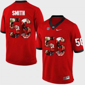 Men Georgia #56 Pictorial Fashion Garrison Smith college Jersey - Red