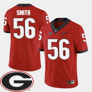 Men's #56 GA Bulldogs 2018 SEC Patch Football Garrison Smith college Jersey - Red