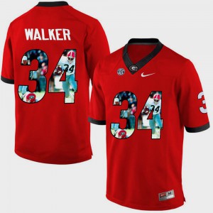 Men's #34 UGA Pictorial Fashion Herschel Walker college Jersey - Red