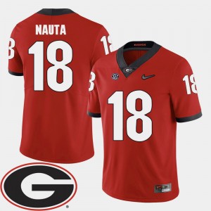 Men #18 Football Georgia Bulldogs 2018 SEC Patch Isaac Nauta college Jersey - Red