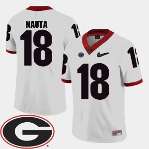 Men's Football #18 2018 SEC Patch GA Bulldogs Isaac Nauta college Jersey - White