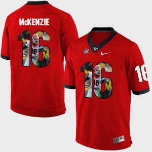 Men's GA Bulldogs Pictorial Fashion #16 Isaiah McKenzie college Jersey - Red