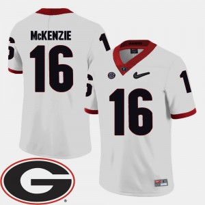 Men's Georgia 2018 SEC Patch #16 Football Isaiah McKenzie college Jersey - White