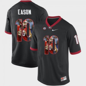 Men's #10 University of Georgia Pictorial Fashion Jacob Eason college Jersey - Black