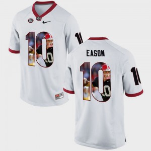 Men University of Georgia Pictorial Fashion #10 Jacob Eason college Jersey - White