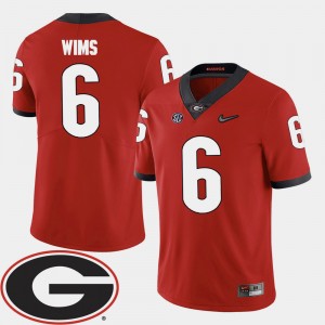 Men's 2018 SEC Patch UGA Bulldogs #6 Football Javon Wims college Jersey - Red