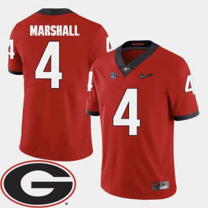 Men GA Bulldogs 2018 SEC Patch #4 Football Keith Marshall college Jersey - Red