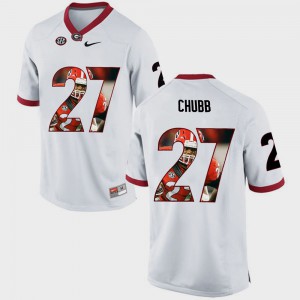 Men Pictorial Fashion #27 UGA Bulldogs Nick Chubb college Jersey - White