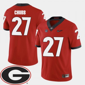 Men's 2018 SEC Patch Football UGA #27 Nick Chubb college Jersey - Red