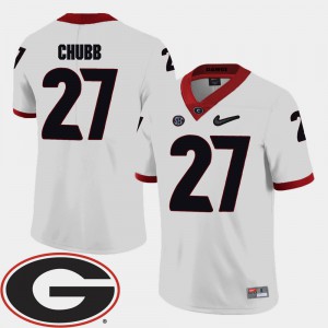 Men's 2018 SEC Patch Football Georgia Bulldogs #27 Nick Chubb college Jersey - White