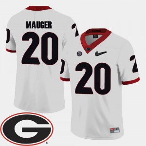 Mens #20 Football GA Bulldogs 2018 SEC Patch Quincy Mauger college Jersey - White