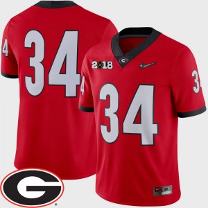 Men's #34 UGA Bulldogs 2018 National Championship Playoff Game Football college Jersey - Red