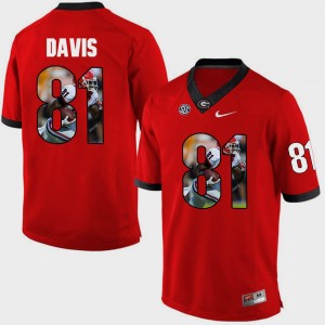 Mens #81 Pictorial Fashion UGA Bulldogs Reggie Davis college Jersey - Red