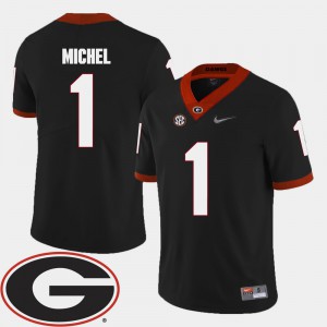 Men #1 UGA Bulldogs Football 2018 SEC Patch Sony Michel college Jersey - Black