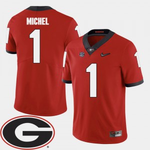 Men's 2018 SEC Patch Georgia #1 Football Sony Michel college Jersey - Red