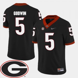 Men 2018 SEC Patch Football UGA Bulldogs #5 Terry Godwin college Jersey - Black