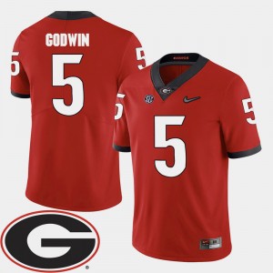 Mens Football 2018 SEC Patch #5 GA Bulldogs Terry Godwin college Jersey - Red