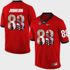 Men GA Bulldogs #88 Pictorial Fashion Toby Johnson college Jersey - Red