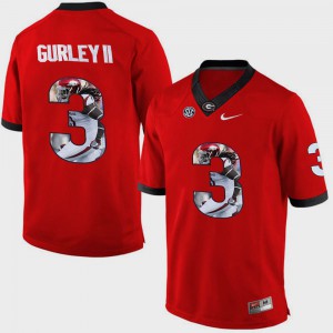 Men's #3 Pictorial Fashion GA Bulldogs Todd Gurley II college Jersey - Red