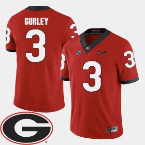 Men's #3 Todd Gurley college Jersey - Red Football 2018 SEC Patch Georgia
