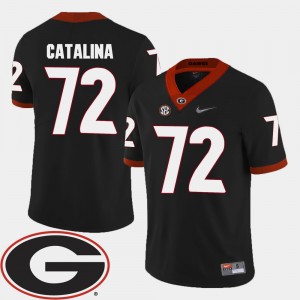 Men 2018 SEC Patch Football #72 Georgia Bulldogs Tyler Catalina college Jersey - Black