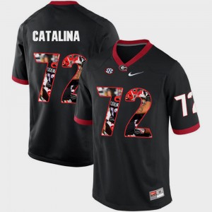 Men UGA Bulldogs Pictorial Fashion #72 Tyler Catalina college Jersey - Black