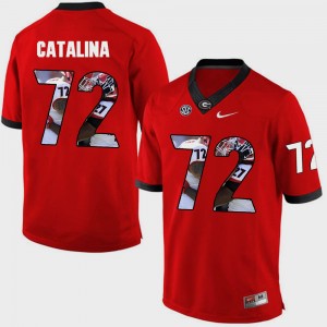 Mens #72 Pictorial Fashion University of Georgia Tyler Catalina college Jersey - Red