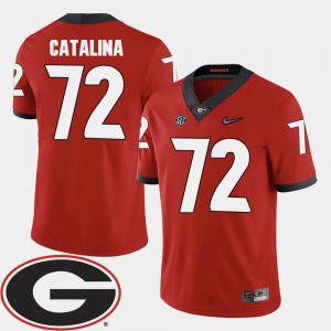 Men Georgia #72 Football 2018 SEC Patch Tyler Catalina college Jersey - Red