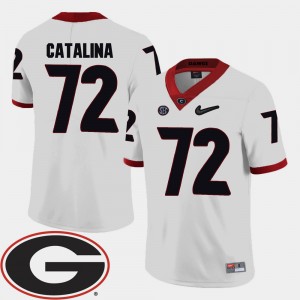 Men #72 Tyler Catalina college Jersey - White Football 2018 SEC Patch University of Georgia