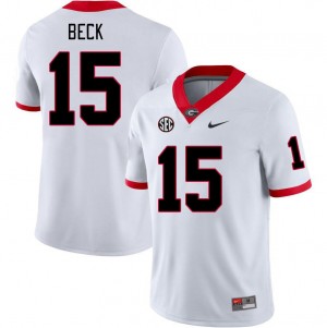 Mens #15 University of Georgia Carson Beck College Football Jersey - White