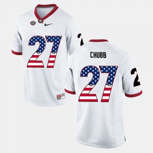 Men's University of Georgia #27 US Flag Fashion Nick Chubb college Jersey - White