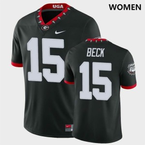 Womens #15 Georgia Bulldogs Carson Beck Football 100th Anniversary College Jersey - Black