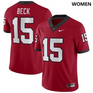 Women's #15 University of Georgia Carson Beck Football College Jersey - Red
