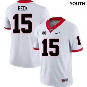 Youth #15 Football GA Bulldogs Carson Beck College Jersey - White